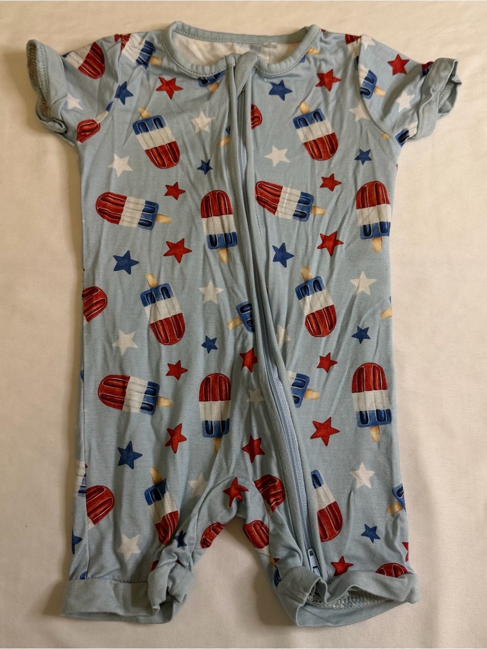 Miozing Patriotic Popsicle Bamboo Romper Pajamas 6-12M